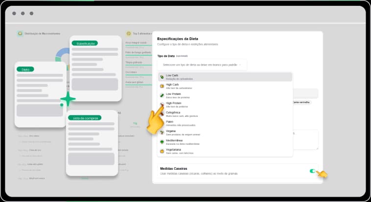 Gere Planos alimentares com IA